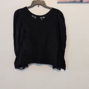 NWT Ultra Pink Women's Long Sleeve Black Crochet Lace Blouse Boho Size S